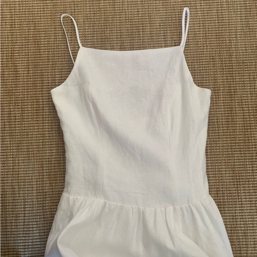 NWT Reformation Clarabelle Linen Drop Waist A Line Square Neck Midi Dress White - Picture 8 of 11